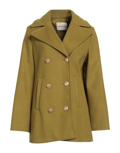 Kartika Woman Coat Green Size 8 Polyester, Acrylic, Wool