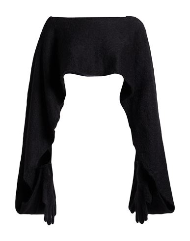 Moschino Woman Cape Black Size Onesize Mohair Wool, Polyamide, Virgin Wool