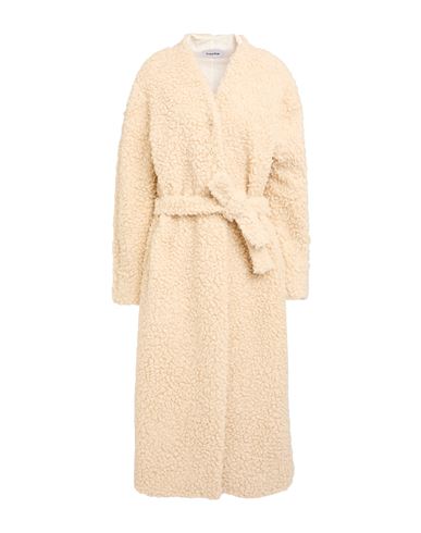 Hache Woman Coat Beige Size 6 Acrylic, Virgin Wool, Polyester In Sand