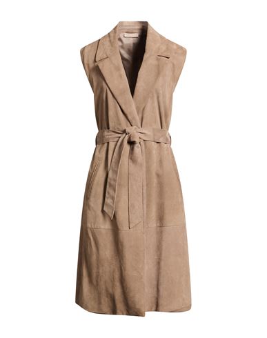 Purotatto Woman Coat Taupe Size 6 Leather In Brown