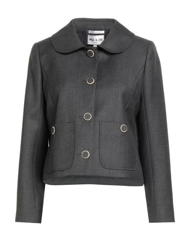 Paul & Joe Woman Jacket Charcoal Size 10 Wool, Polyester