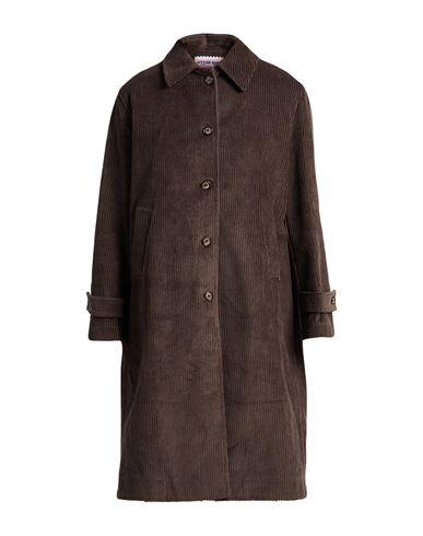 Ottod'ame Woman Coat Charcoal Size 4 Cotton In Brown