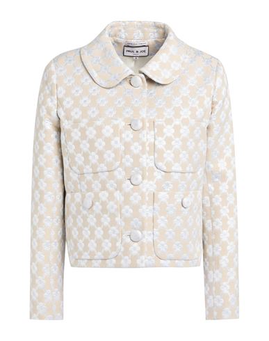 Paul & Joe Woman Jacket Beige Size 12 Polyester, Cotton, Metallic Fiber