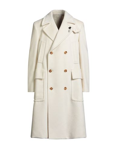 Lardini Double-breasted Wool Coat In White