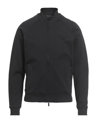 Emporio Armani Man Sweatshirt Black Size L Cotton, Polyester, Elastane In Black