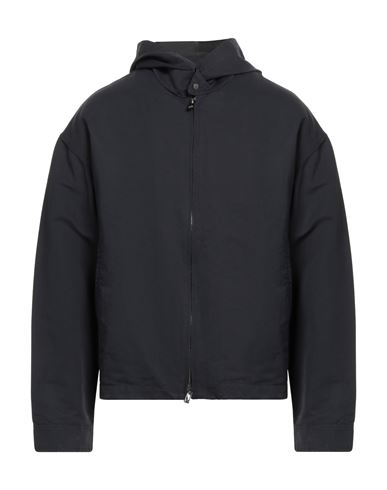 Emporio Armani Man Jacket Midnight Blue Size 44 Linen, Cotton In Black