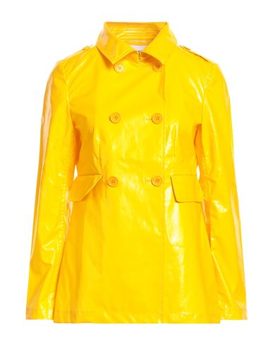 Aspesi Woman Overcoat & Trench Coat Yellow Size M Cotton, Polyurethane