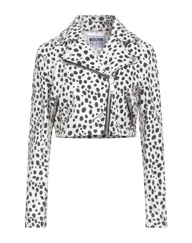 Moschino Jeans Woman Jacket White Size 6 Cotton, Elastane In White