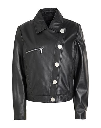 Armani Exchange Woman Jacket Black Size L Ovine Leather In Black