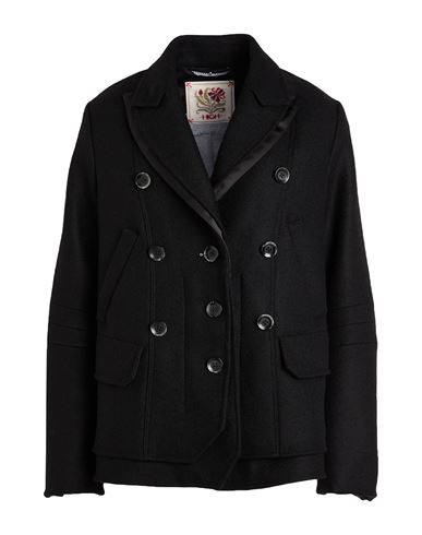 High Use Woman Coat Black Size 10 Virgin Wool, Polyester In Black