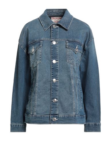 True Religion Woman Denim Outerwear Blue Size L Cotton, Polyester, Rayon, Elastane