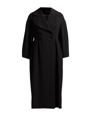 Nora Barth Woman Overcoat & Trench Coat Black Size 8 Wool, Viscose, Polyester, Elastane
