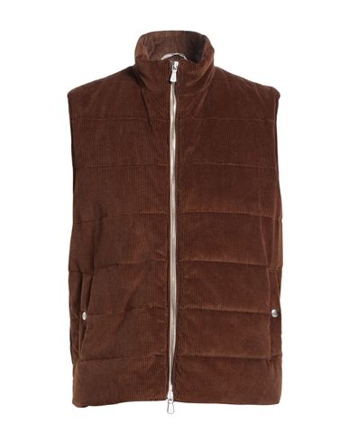 Eleventy Platinum Man Vest Brown Size 40 Cotton, Cashmere