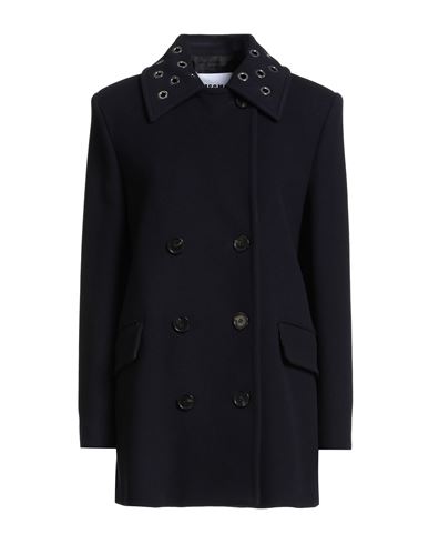 Msgm Woman Coat Midnight Blue Size 4 Virgin Wool, Polyamide