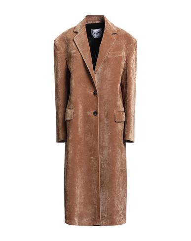 Msgm Woman Coat Camel Size 4 Cotton, Viscose In Sand