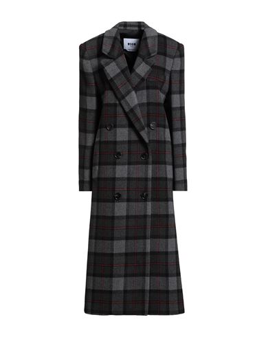 Msgm Woman Coat Grey Size 2 Wool, Polyamide