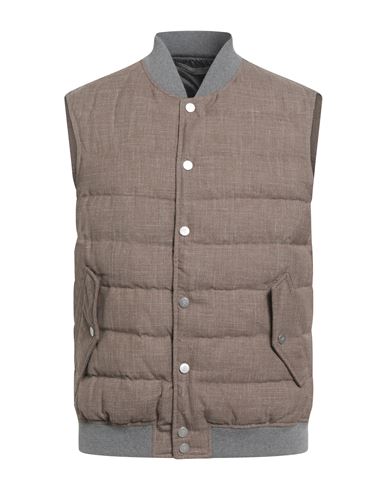 Eleventy Platinum Man Vest Taupe Size L Wool, Silk, Linen In Gray