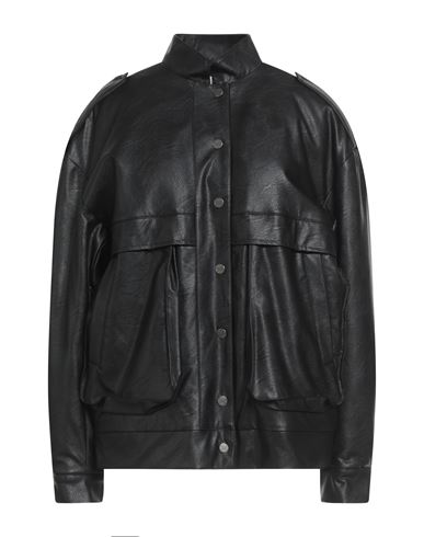 Soallure Woman Jacket Black Size 6 Polyester, Polyurethane