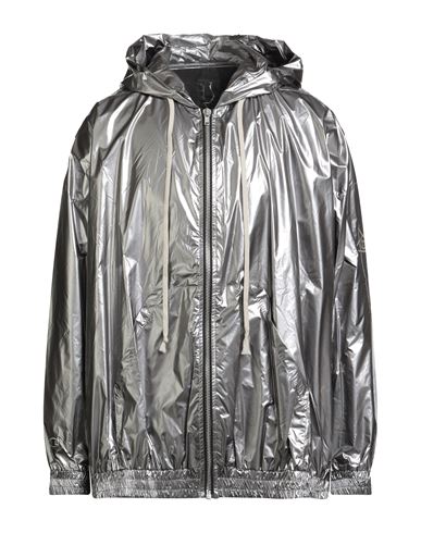 Rick Owens X Champion Man Jacket Silver Size Xl Polyamide In Gray