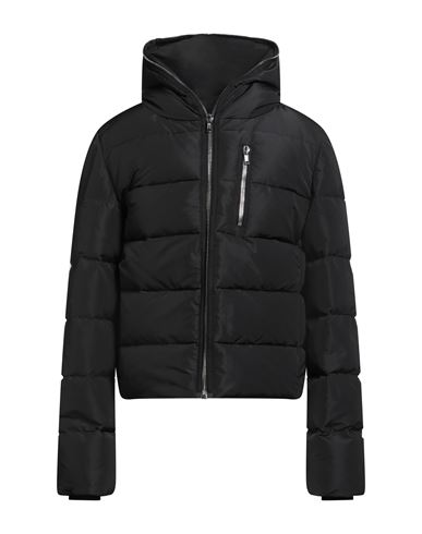 Rick Owens Black Hooded Puffer Jacket In Black