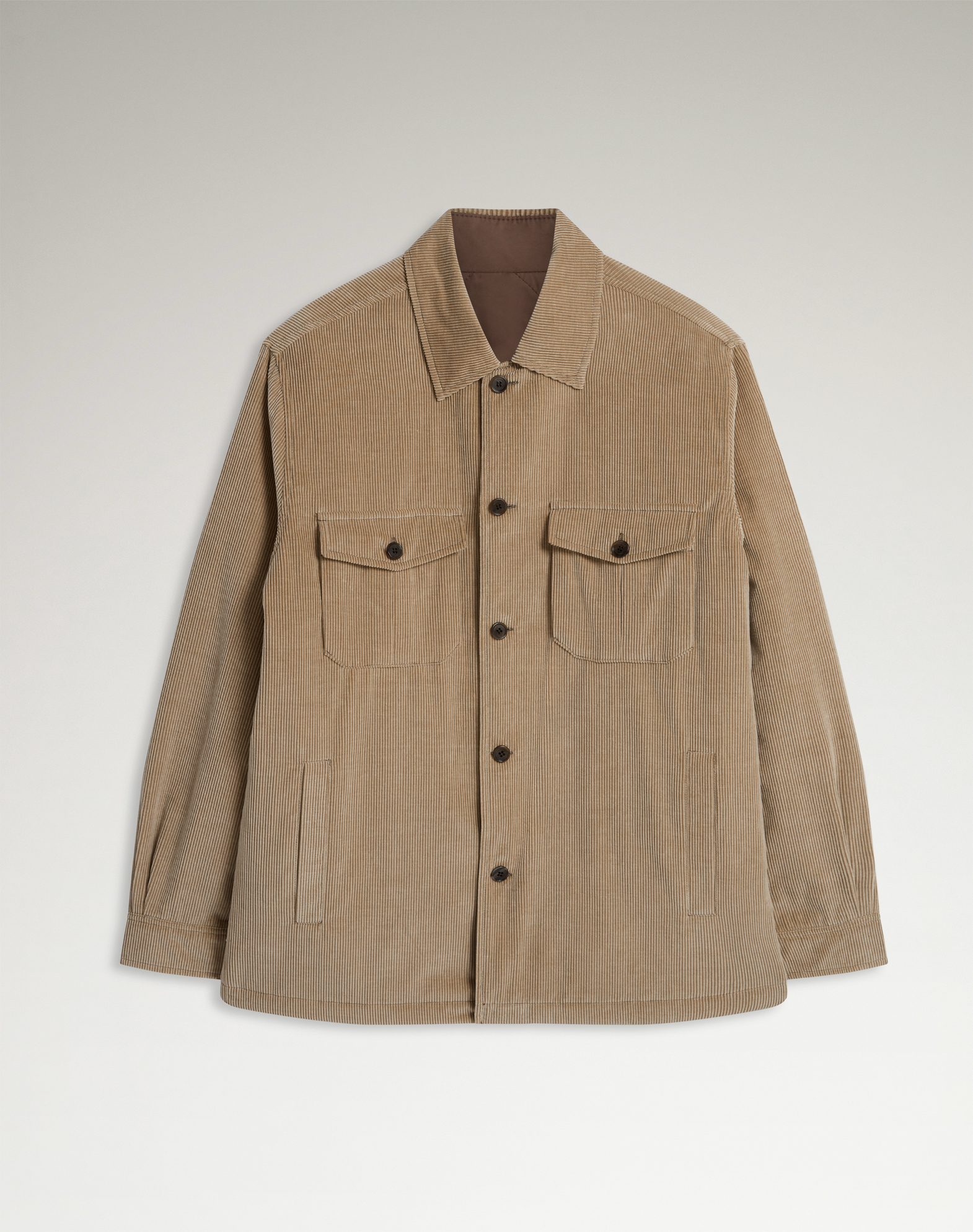 Dunhill Reversible Cotton Cashmere Corduroy Overshirt In Brown