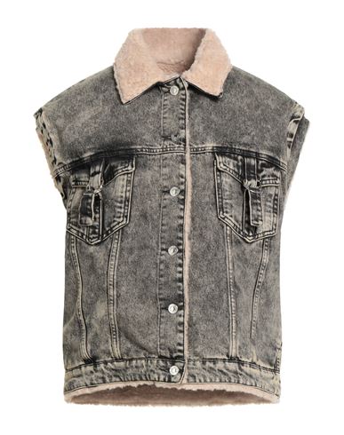 Vicolo Woman Denim Outerwear Sand Size M Cotton In Gray