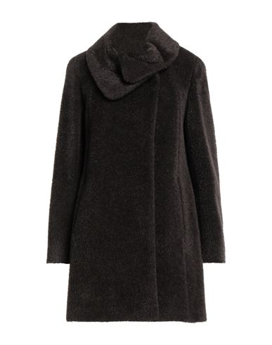 Cinzia Rocca Icons Woman Coat Dark Brown Size 12 Alpaca Wool, Virgin Wool In Brown