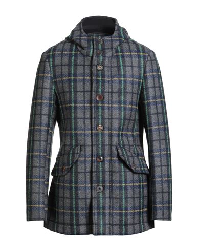 Bob Man Coat Grey Size 40 Polyester, Acrylic, Virgin Wool, Elastane In Blue