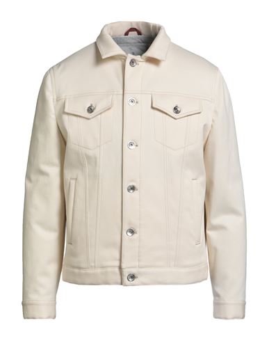 Brunello Cucinelli Man Jacket Ivory Size 40 Cotton, Cashmere, Polyamide, Elastane In White