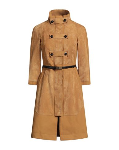 Tod's Woman Overcoat & Trench Coat Camel Size 6 Lambskin, Cotton In Brown
