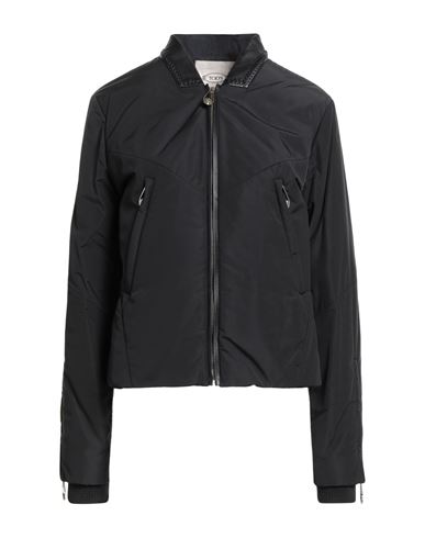 Tod's Woman Jacket Black Size L Polyamide, Ovine Leather In Black