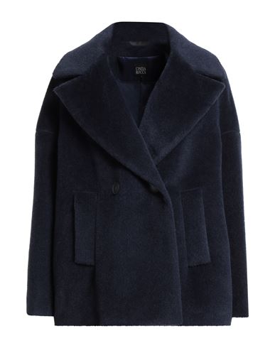 Cinzia Rocca Woman Coat Navy Size 14 Virgin Wool, Alpaca Wool In Blue