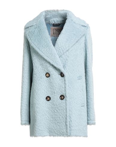 Cinzia Rocca Woman Coat Sky Blue Size 12 Alpaca Wool, Wool, Polyamide In Blue
