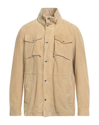 Dondup Man Jacket Sand Size 42 Lambskin In Neutral