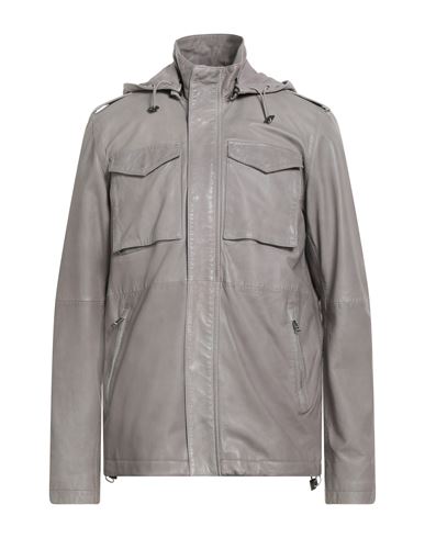 Mabrun Man Jacket Grey Size 40 Leather In Gray