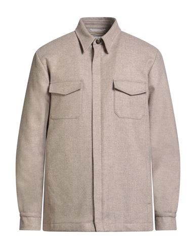 Boglioli Man Shirt Beige Size Xxl Virgin Wool, Polyamide, Acrylic, Cashmere, Elastane In Neutral
