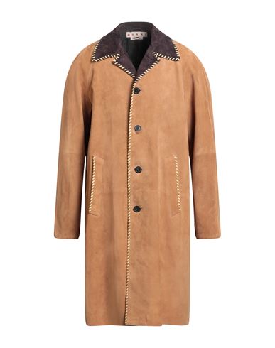 Marni Man Overcoat & Trench Coat Camel Size 42 Lambskin In Sand