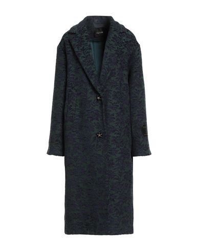 Wu'side Woman Coat Deep Teal Size M/l Acrylic, Polyester, Wool In Black