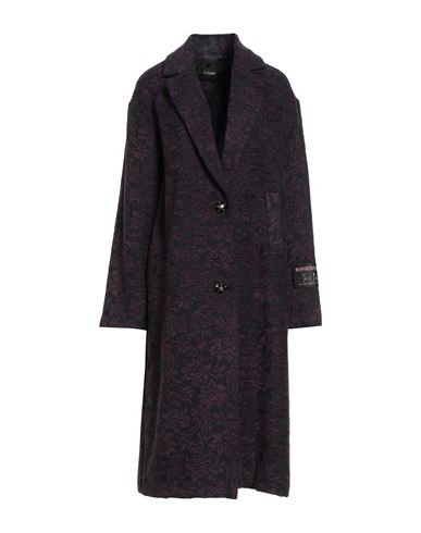 Wu'side Woman Coat Navy Size M/l Acrylic, Polyester, Wool In Purple