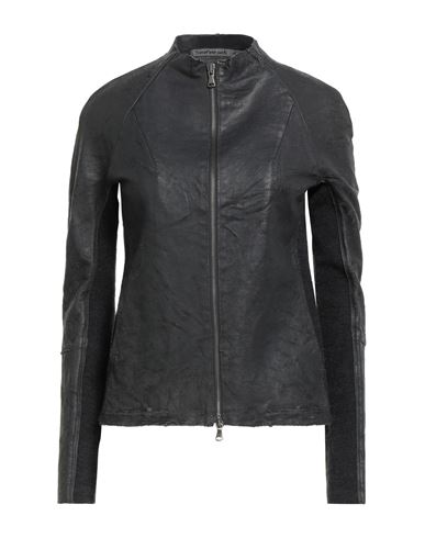 Transit Par-such Woman Jacket Charcoal Size 2 Lambskin, Virgin Wool, Polyamide, Elastane In Black