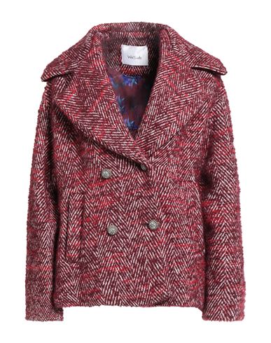 Wu'side Woman Coat Burgundy Size M/l Polyester, Wool, Cotton, Viscose, Acrylic In Multi