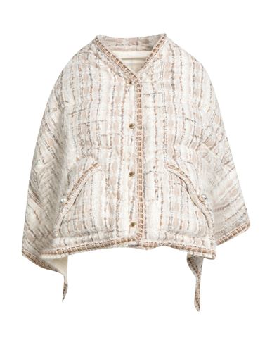 Khrisjoy Woman Cape Cream Size 2 Wool, Acrylic, Polyester, Polyamide, Elastane In White
