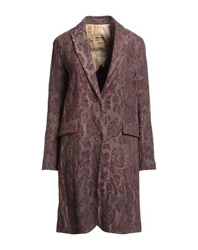 Uma Wang Woman Overcoat & Trench Coat Burgundy Size Xl Linen, Cotton, Silk