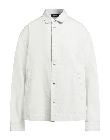 Dsquared2 Icon Man Denim Shirt Light Grey Size L Cotton In Gray