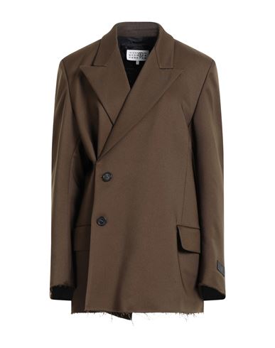 Mm6 Maison Margiela Woman Coat Khaki Size 8 Polyester In Sand