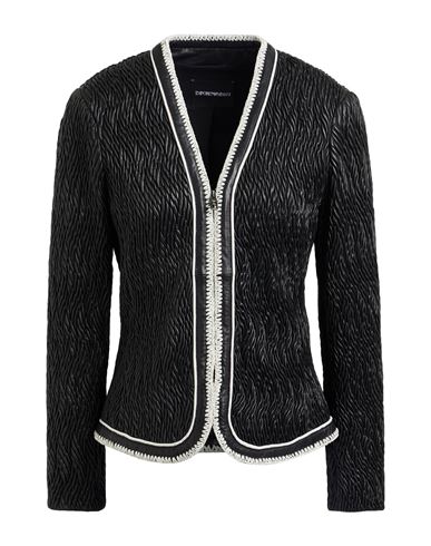 Emporio Armani Woman Jacket Black Size 14 Lambskin In Black