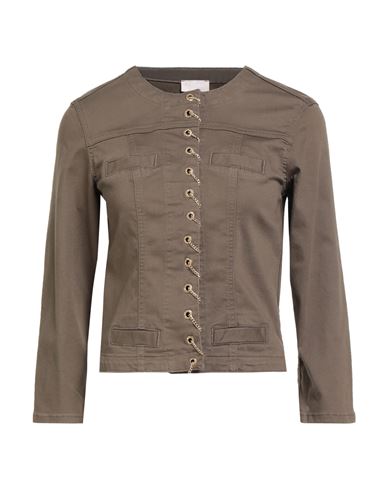 Liu •jo Woman Jacket Khaki Size 10 Cotton, Elastane In Brown