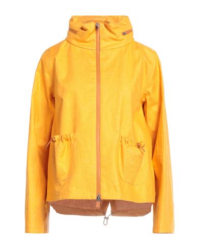 Herno Laminar Woman Overcoat & Trench Coat Mandarin Size 12 Linen, Polyurethane In Yellow