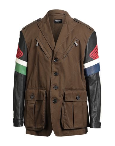 Dsquared2 X Honda Man Jacket Military Green Size 44 Cotton, Calfskin In Multi