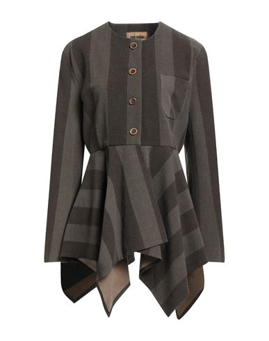 Uma Wang Woman Jacket Khaki Size M Virgin Wool, Polyamide, Elastane In Multi